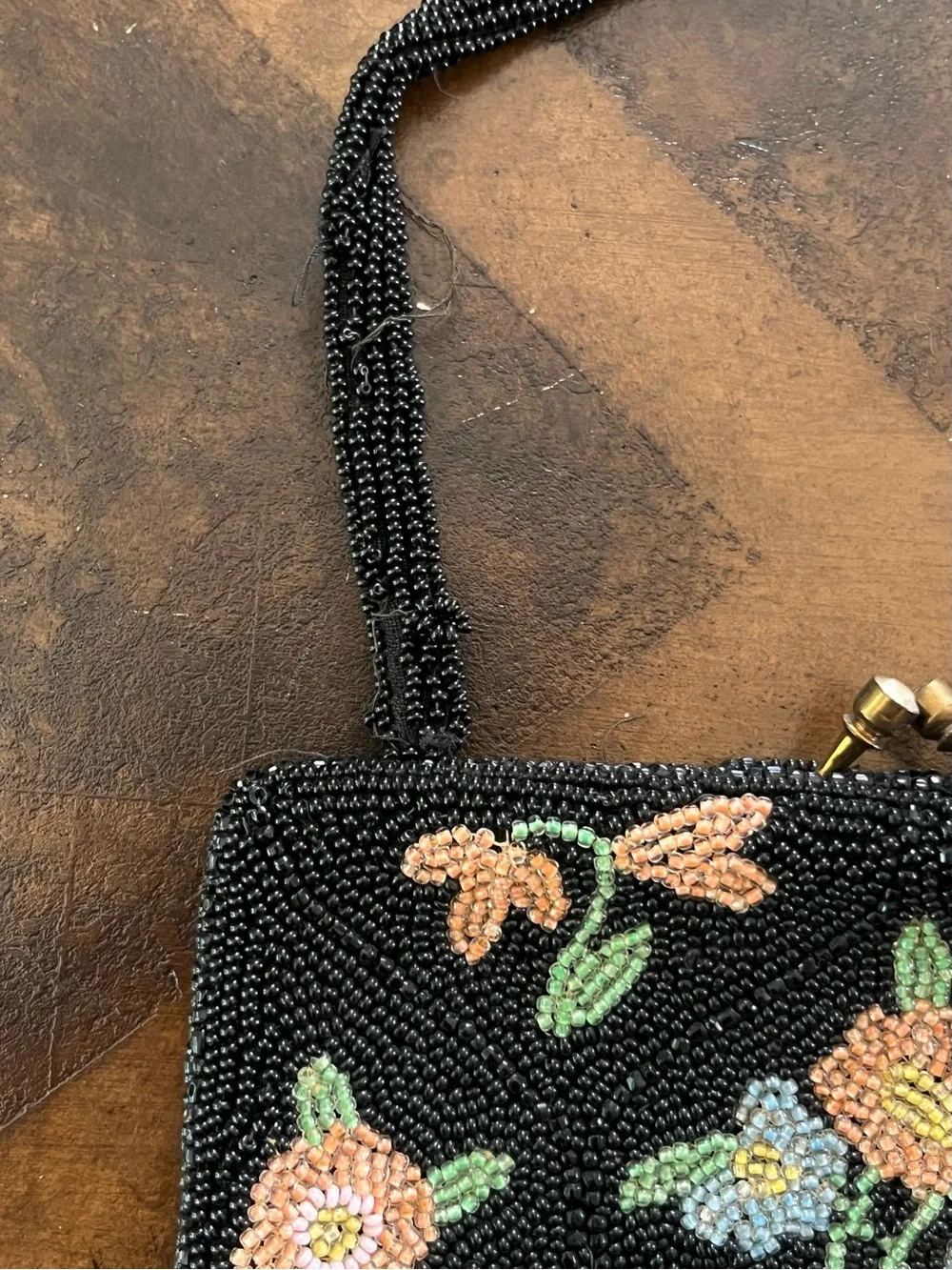 Handmade Vintage 1950s Beaded Floral Purse